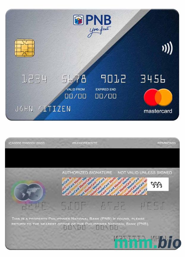 Philippines National Bank (PNB) przykład karty mastercard w formacie PSD